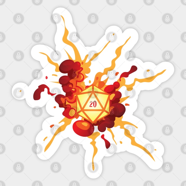 Critical Hit Exploding D20 Dice Tabletop RPG Sticker by pixeptional